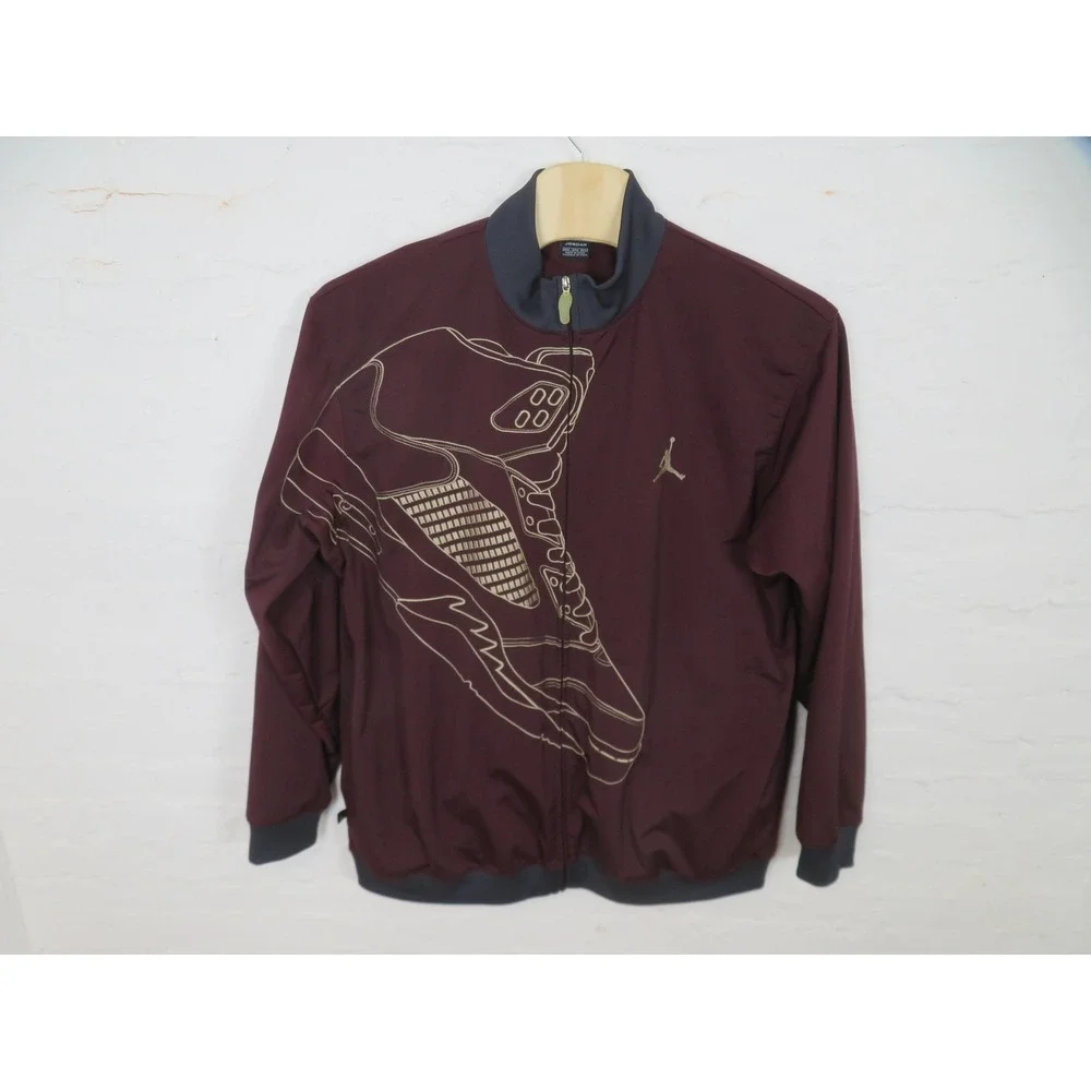 Vtg Nike Air Jordan 5 Retro Track Jacket Mens 4XL Maroon Embroidered Full Zip